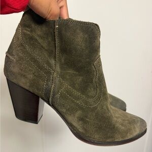 Frye Olive Green Suede Ankle Booties